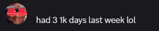 Three $1K days in one week